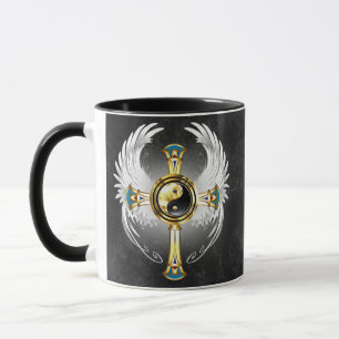 Devine Egyptian Gold Yin Yang Symbol Tasse
