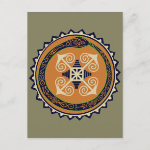 Devine Fire Wheel mit Ouroboros Snake Voodoo Postkarte