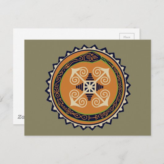 Devine Fire Wheel mit Ouroboros Snake Voodoo Postkarte (Vorne/Hinten)