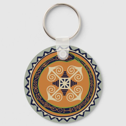 Devine Fire Wheel mit Ouroboros Snake Voodoo Schlüsselanhänger (Vorderseite)