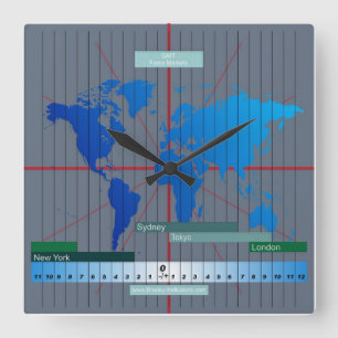 Devisen-Markt-Zeit-Uhr abgerechnet Quadratische Wanduhr