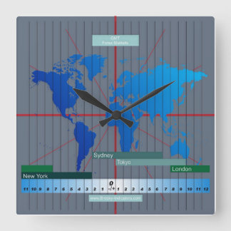 Devisen-Markt-Zeit-Uhr abgerechnet Quadratische Wanduhr