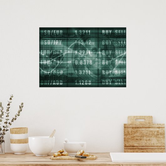 Devisenhandel online und mit US-Dollar-Grafik Poster (Küche)