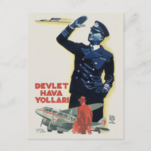 Devlet Hava Yollari Turkey Vintage Poster 1938 Postkarte