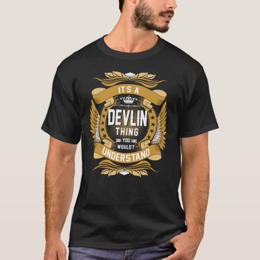 DEVLIN Name, DEVLIN Familienname Wappen T-Shirt (Vorderseite)