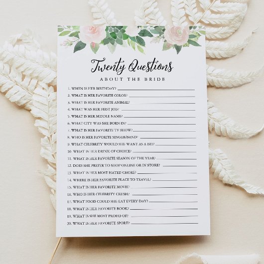 DEVON 20 Fragen über die Bride Game Einladung