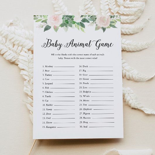 DEVON Baby Animal Greenerity Baby Shower Game Einladung