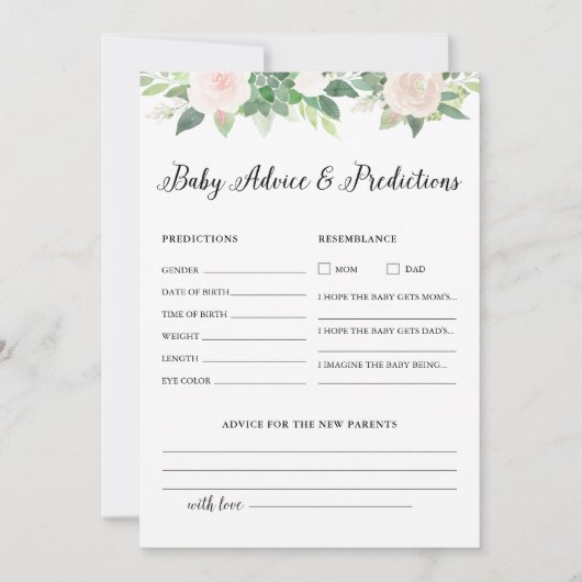 DEVON Baby Shower Advice and Predictions Card Einladung (Vorderseite)