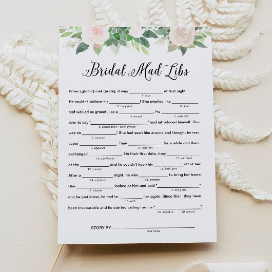 DEVON Brautparty Libs, Füllen Sie das Blanks-Spiel Einladung