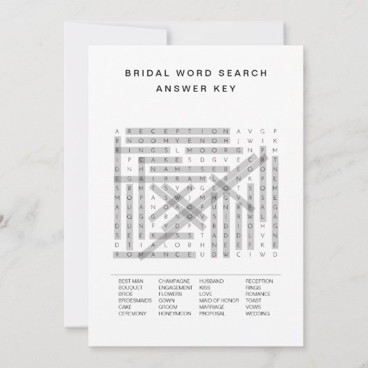 DEVON Brautparty Word Search Game Card Einladung (Rückseite)
