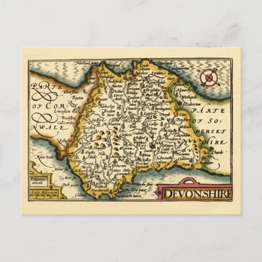 Devon (Devonshire) Landkreis England Antiker Karte (Vorderseite)
