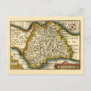 Devon (Devonshire) Landkreis England Antiker Karte
