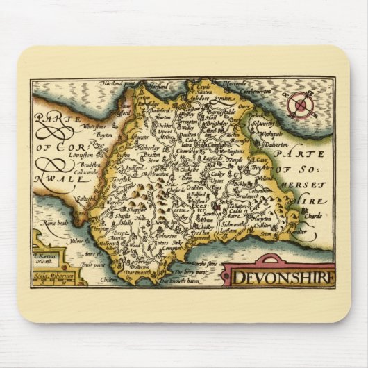 Devon (Devonshire) Landkreis England Antiker Karte Mousepad (Vorne)