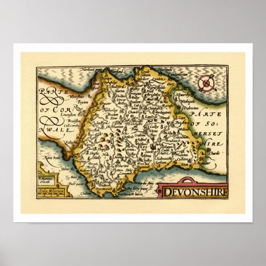 Devon (Devonshire) Landkreis England Antiker Karte Poster (Vorne)