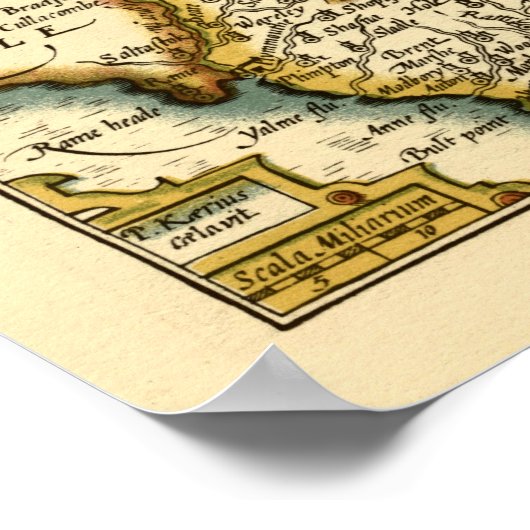 Devon (Devonshire) Landkreis England Antiker Karte Poster (Ecke)