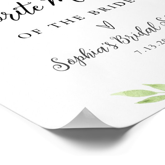 DEVON Favorite Memory Brautparty Sign Poster (Ecke)