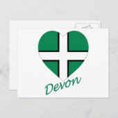 Devon Flag Herz mit Namen Postkarte (Vorne/Hinten)
