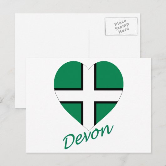 Devon Flag Herz mit Namen Postkarte (Vorne/Hinten)