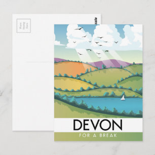 Devon "für eine Pause" Sommer-Reiseplakat Postkarte