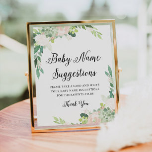 DEVON Greenery Baby Name Ideas Game Sign Poster