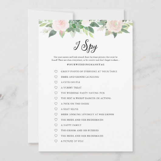 DEVON Greenery I Spy Wedding Game Card Einladung (Vorderseite)