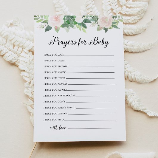 DEVON Greenery Prayers for Baby Shower Advice Card Einladung