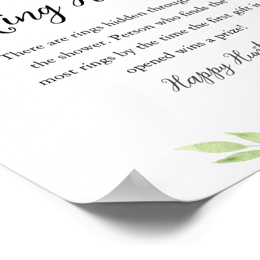 DEVON Greenery Ring Hunt Brautparty Game Sign Poster (Ecke)