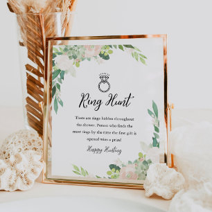 DEVON Greenery Ring Hunt Brautparty Game Sign Poster