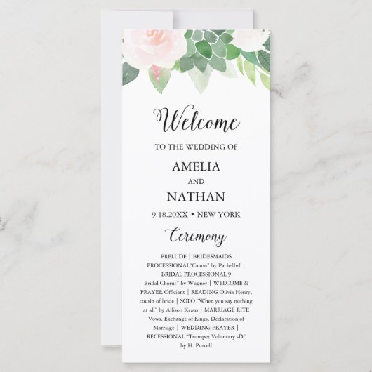 DEVON Greenery Succulent Wedding Program (Vorderseite)