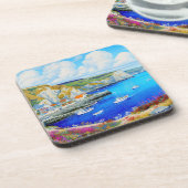 "Devon Harbor Dreamscape" - Eine englische Seascap Getränkeuntersetzer (Linke Seite)