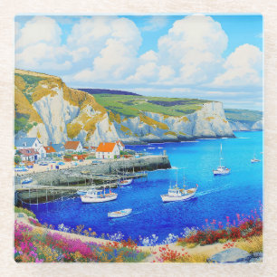 "Devon Harbor Dreamscape" - Eine englische Seascap Glasuntersetzer