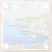"Devon Harbor Dreamscape" - Eine englische Seascap Glasuntersetzer (Rückseite)