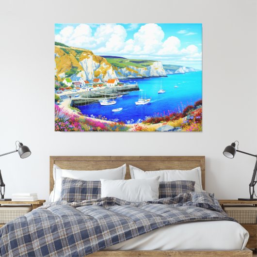 "Devon Harbor Dreamscape" - Eine englische Seascap Leinwanddruck (Insitu (Schlafzimmer))
