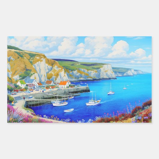 "Devon Harbor Dreamscape" - Eine englische Seascap Rechteckiger Aufkleber (Vorderseite)