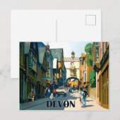 Devon, Häuser im Stadtzentrum, Vintage Postkarte (Vorne/Hinten)