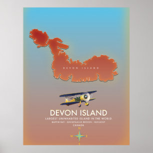 Devon Insel, Canada Karte Poster