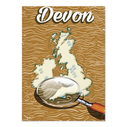 Devon Map Vintage Reiseplakat Fotodruck (Vorne)