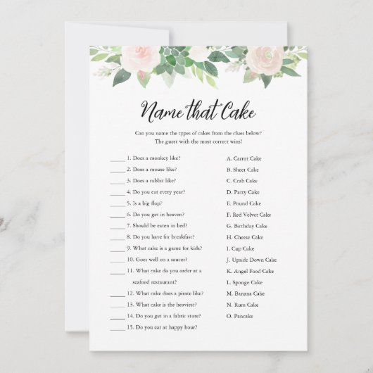 DEVON Name That Cake Brautparty Game Card Einladung (Vorderseite)