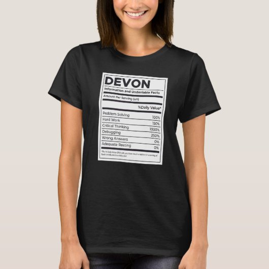 Devon Nutrition Information Problem lösen hartes W T-Shirt (Vorderseite)