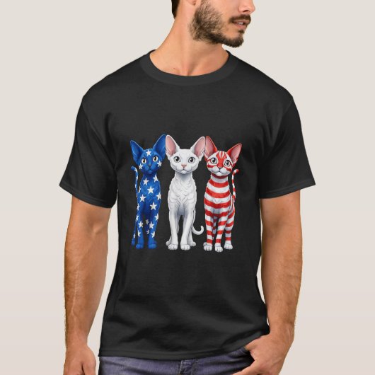 Devon Rex Amerikanische Flagge T-Shirt (Vorderseite)