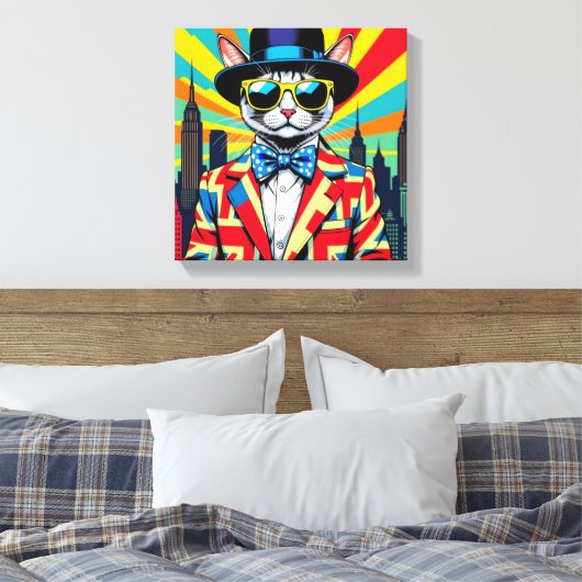 DEVON REX-BIG CITY CAT LEINWANDDRUCK (Insitu (Schlafzimmer))