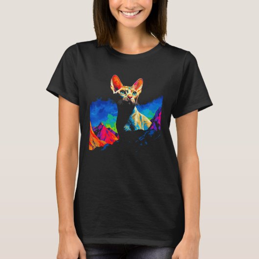 Devon Rex Cat Art T-Shirt (Vorderseite)