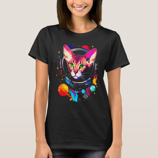Devon Rex Cat Astronaut T-Shirt (Vorderseite)
