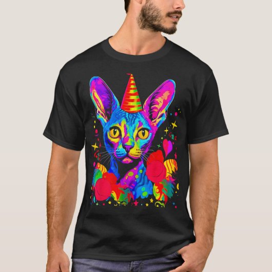 Devon Rex Cat Birthday Party T-Shirt (Vorderseite)