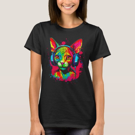 Devon Rex Cat DJ T-Shirt (Vorderseite)
