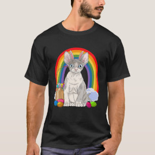 Devon Rex Cat Happy Oaster Eggs Bunny T-Shirt