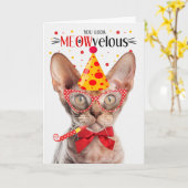 Devon Rex Cat MEOWvelous Birthday Karte (Gelbe Blume)