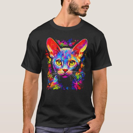 Devon Rex Cat Pop Art T-Shirt (Vorderseite)