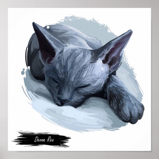 Devon Rex Cat Print | Cat Wall Print Poster (Vorne)