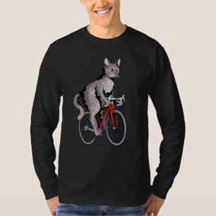 Devon Rex Cat Riding Bicycle Niedlich Biker Cyclis T-Shirt